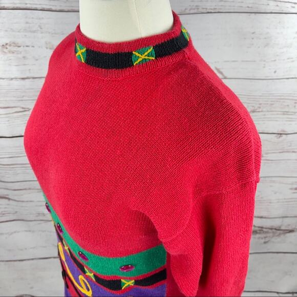 P'Galli Designs elf red rhinestone sweater - Picture 7 of 13